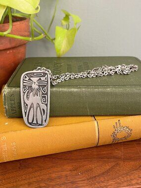 Jorgen Jensen Pewter Pendant Necklace Denmark Modernist Scandinavian Jewelry